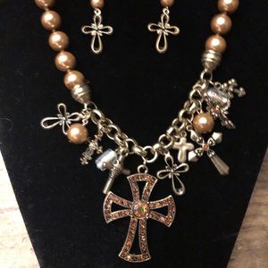 Chunky Cross Necklace & Earring Set